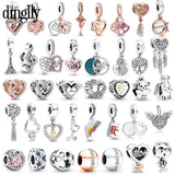 10pcs Rose Flower Pendant Heart Beads for DIY Charm Bracelet