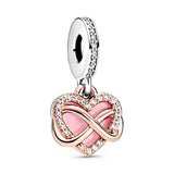 10pcs Rose Flower Pendant Heart Beads for DIY Charm Bracelet