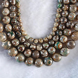 Green Tibetan Dzi Beads Spacer 8/10/12MM Round Loose Beads