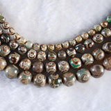 Green Tibetan Dzi Beads Spacer 8/10/12MM Round Loose Beads
