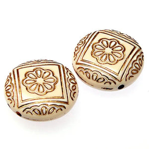 Miasol 20 Pcs Acrylic Stripe Flat Round Antique Flower Spacer Beads