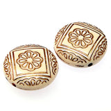 Miasol 20 Pcs Acrylic Stripe Flat Round Antique Flower Spacer Beads