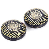 Miasol 20 Pcs Acrylic Stripe Flat Round Antique Flower Spacer Beads