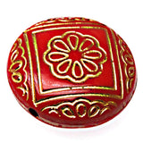 Miasol 20 Pcs Acrylic Stripe Flat Round Antique Flower Spacer Beads