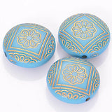 Miasol 20 Pcs Acrylic Stripe Flat Round Antique Flower Spacer Beads