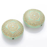 Miasol 20 Pcs Acrylic Stripe Flat Round Antique Flower Spacer Beads