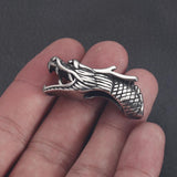2pcs Stainless Steel Dragon Tube Beads Slider Charm for Men Leather Cords