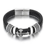 4 Vintage Cross Slide Beads Flat Leather 12*6mm Rope Charms Men Jewelry DIY