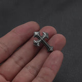 4 Vintage Cross Slide Beads Flat Leather 12*6mm Rope Charms Men Jewelry DIY