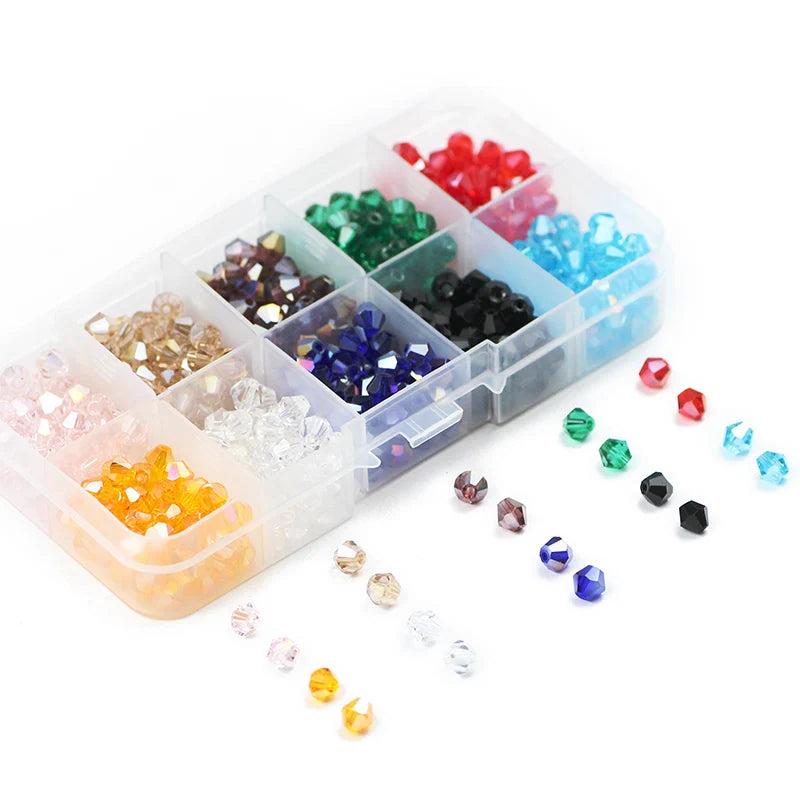 Crystal Bicone Austrian Beads 4mm Glass Spacer 1000pcs DIY Kit Set Box