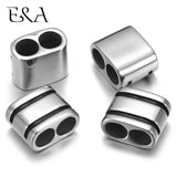 4PCS Stainless Steel Double Hole Beads for 6mm Leather Rope Bracelet DIY