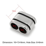 4PCS Stainless Steel Double Hole Beads for 6mm Leather Rope Bracelet DIY