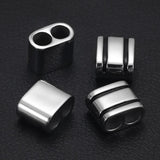 4PCS Stainless Steel Double Hole Beads for 6mm Leather Rope Bracelet DIY