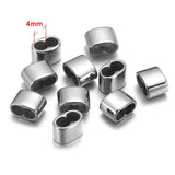 10pcs Leather Cord Beads Two Hole Spacer Beads Stainless Steel Accessories