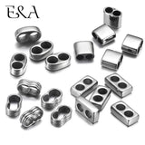 10pcs Leather Cord Beads Two Hole Spacer Beads Stainless Steel Accessories