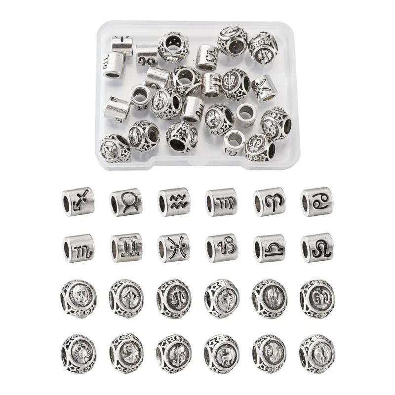 12pc Zodiac Sign Spacer Beads Constellations Pattern European Beads