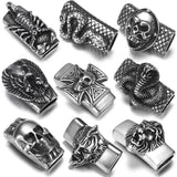 2pcs Stainless Steel Slider Beads Charms 12*6mm Flat Leather DIY