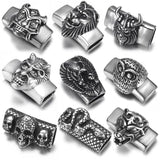 2pcs Stainless Steel Slider Beads Charms 12*6mm Flat Leather DIY