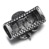 2pcs Stainless Steel Slider Beads Charms 12*6mm Flat Leather DIY