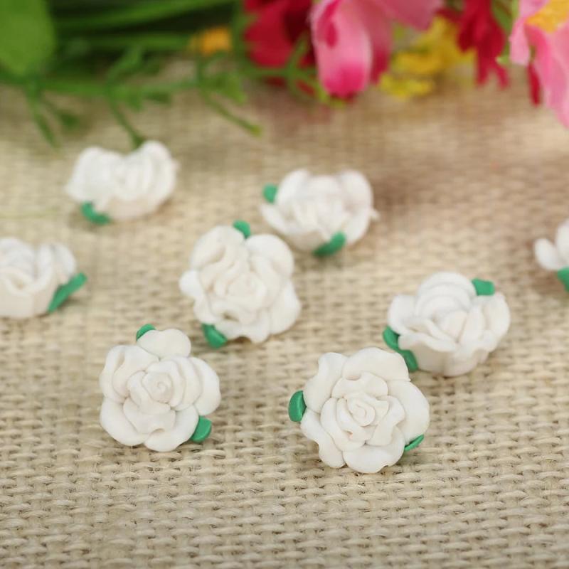 50pc 13mm Resin Rose Flowers Beads Diy Jewelry Making