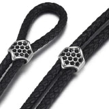 316L Stainless Steel Beads Hexagonal Leather Cord Bracelet