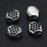 316L Stainless Steel Beads Hexagonal Leather Cord Bracelet