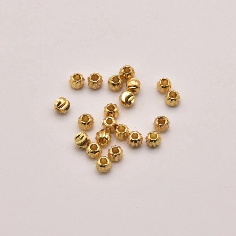 200 Pcs 3mm 18K Brass Gold-Plated Watermelon Beads For Jewelry Making JA0322