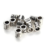 60pcs Antique Silver Zodiac Charm Beads Spacer Beads DIY Jewelry Making F3061