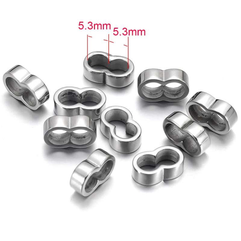 10pcs Double Hole Beads for 3mm-6mm Round Leather Bracelet DIY Jewelry Making