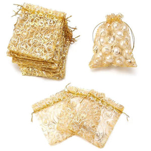 10pcs/Lot 7x9 9x12mm Bronzing Organza Bag Wedding/Christmas Favor Pouches