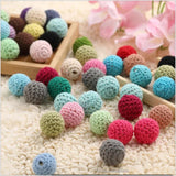 10Pcs 16mm Wool Crochet Bead Baby Teether DIY Nursing Neckl