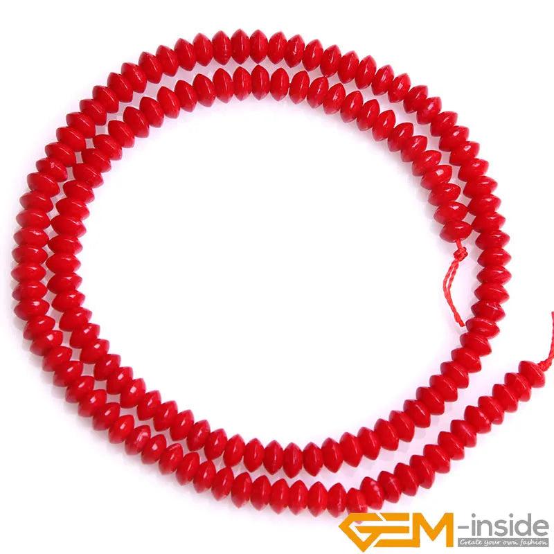 Red Coral Rondelle Spacer Beads 15 inch Strand