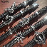 Punk Stainless Steel Zircon Sun Skull Spider Beads DIY Bracelet Jewelry Findings