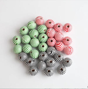 20Pcs 16mm Round Wood Beads Large Hole 10mm Green DIY Accessory