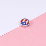 5pcs Stainless Steel American Flag Big Hole Beads Charm DIY Bracelet