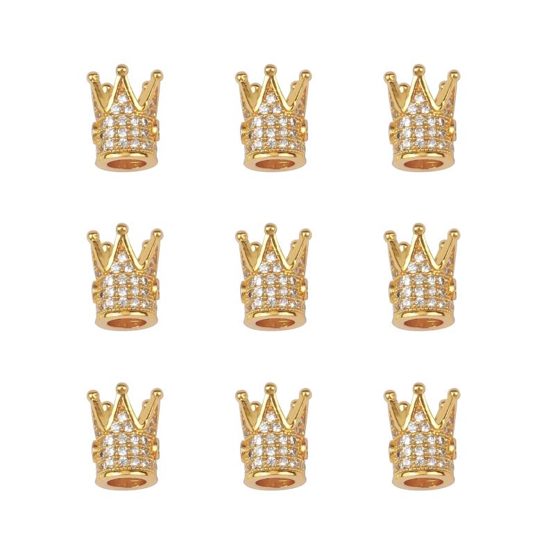 10mm CZ Spacer Crown Bead Brass Pave Cubic Zirconia Beads Jewelry DIY