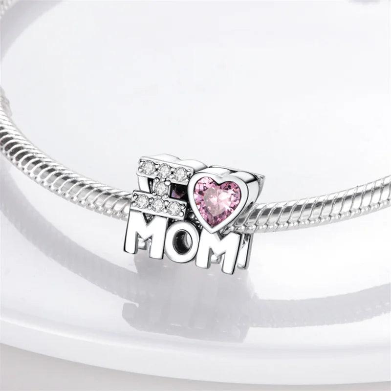 Silver Peach Heart Charms Beads for Original Bracelets