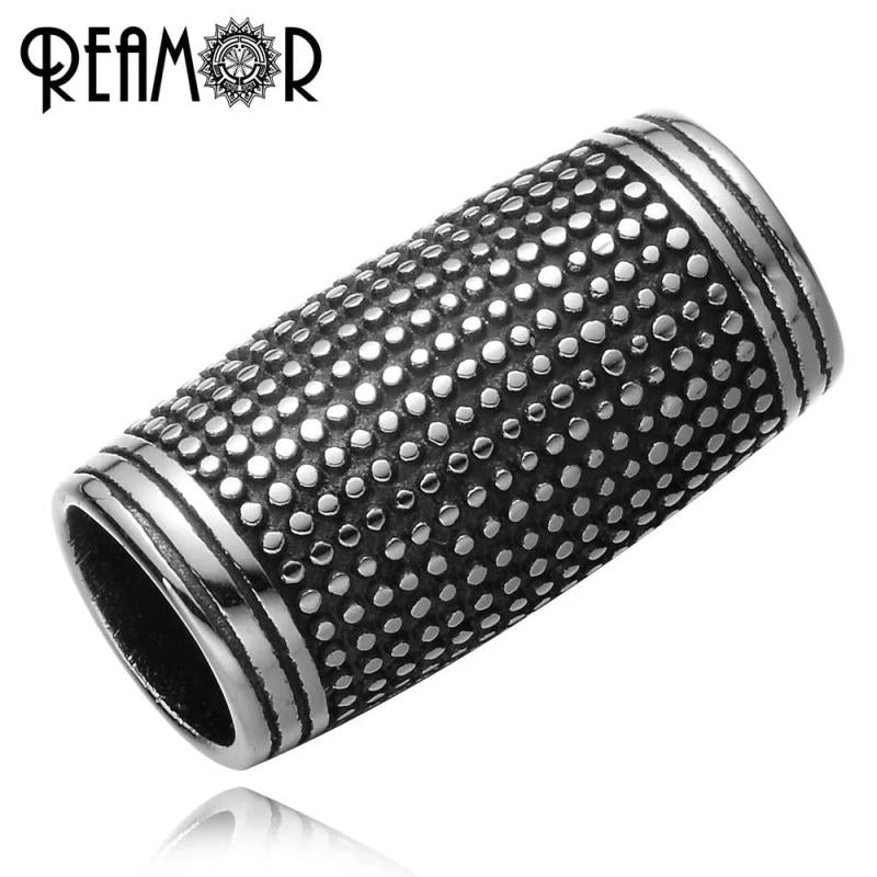 3pcs 8mm Stainless Steel Cylinder Charms Beads Men Bracelet DIY Jewelry 12*23mm