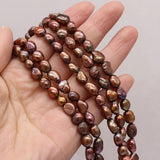 100% Real Brown Freshwater Pearl Beads 7-8mm Natural Pearls for DIY Jewelry
