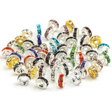 200pcs 8mm Metal Rhinestone Rondelle Crystal Spacer Round Beads