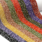3x2mm Faceted CZ Rhinestone Beads Multicolor Round Loose Beads