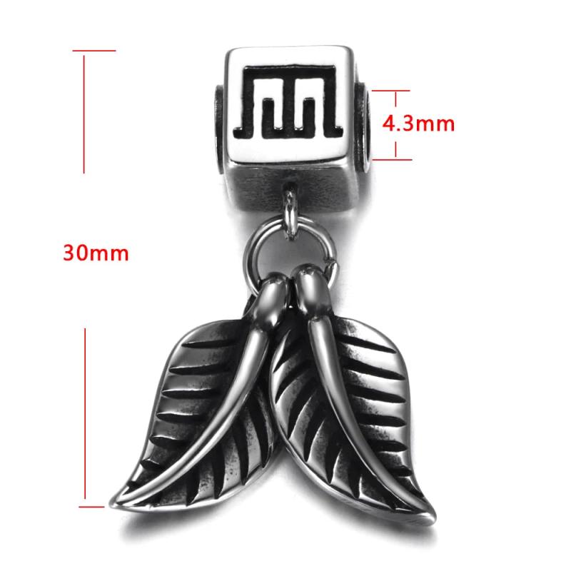 2pcs Stainless Steel Spacer Beads Leaf Charms 4mm Hole for Jewelry Making DIY