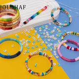 40pcs Colorful Arch Shape Enamel Beads for Bracelets Making DIY Bohemain Elastic