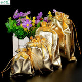 50Pcs/lot Gold/Silver Drawstring Organza Jewelry Gift Pouches