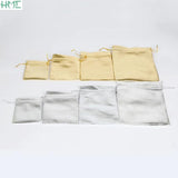 50Pcs/lot Gold/Silver Drawstring Organza Jewelry Gift Pouches