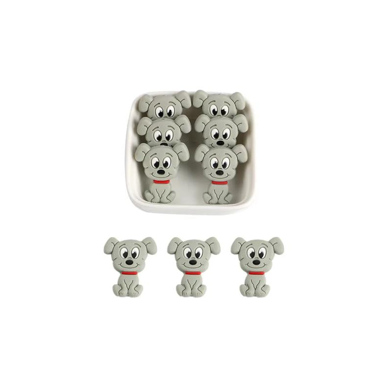 Kovict 10pcs Cartoon Dog Silicone Beads Baby Teether DIY Toy Necklace Pendant