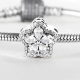 Pave Flower Star CZ Charm for Bracelet Bangle DIY Jewelry Bead