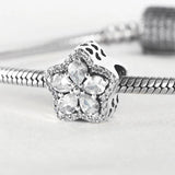 Pave Flower Star CZ Charm for Bracelet Bangle DIY Jewelry Bead