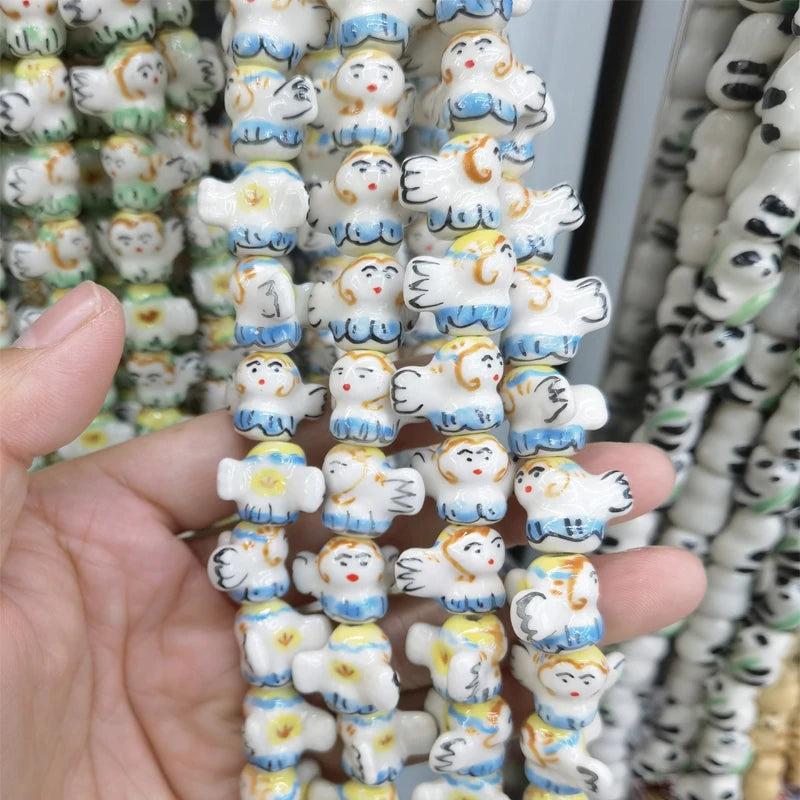 5pcs Colorful Small Angel Shape Ceramic Beads DIY Jewelry Accessories
