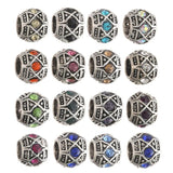 10pcs 10mm Tibetan Silver Crystal Charms Big Hole Beads